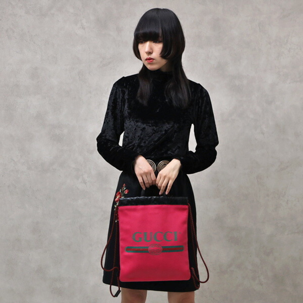 Gucci Leather Small Drawstring Backpack Pink - image 1